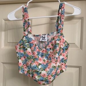 Princess Polly Floral Crop Top - Pink, Blue, Green